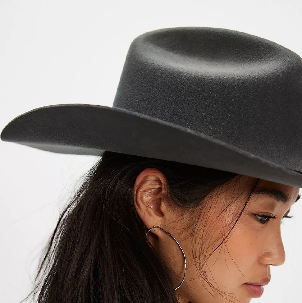 Free People Distressed Wool Cowboy Hat Gray/Black
